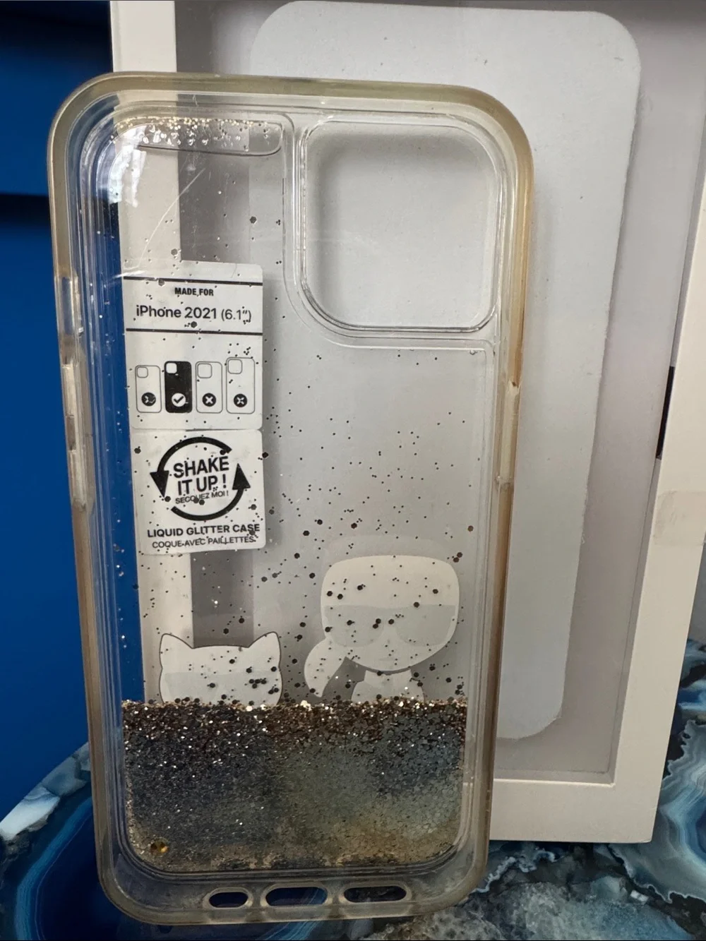 Karl Lagerfeld Gold Glitter Liquid iPhone 13 Case